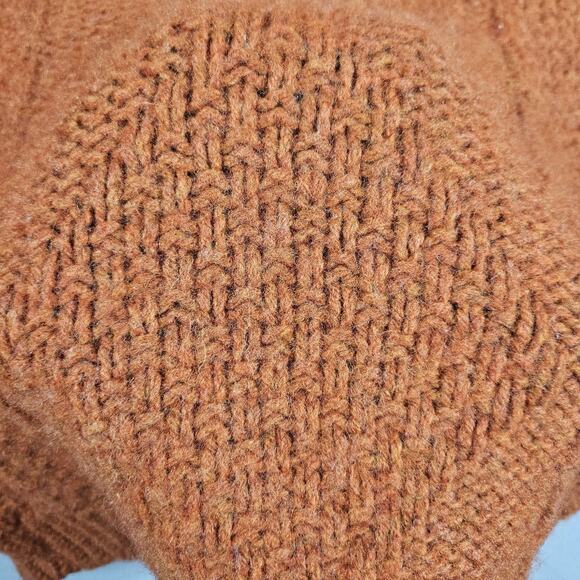 Vintage Campus Sweater Women Medium Fisherman Wool Blend Kodel V Neck Orange USA - Picture 4 of 10
